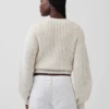 100% Cotton Barrel-Sleeve Crop Sweater