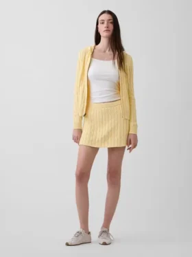 100% Cotton Cable-Knit Mini Skort
