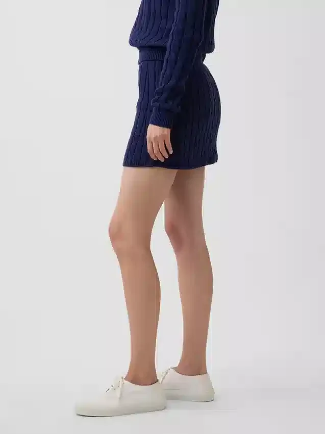100% Cotton Cable-Knit Mini Skort