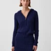 100% Cotton Cable-Knit Zip Cardigan