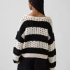 100% Cotton Crochet Boatneck Sweater