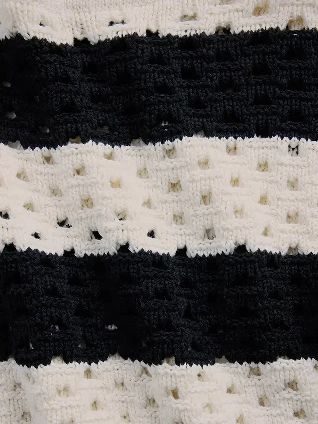 100% Cotton Crochet Boatneck Sweater