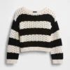 100% Cotton Crochet Boatneck Sweater
