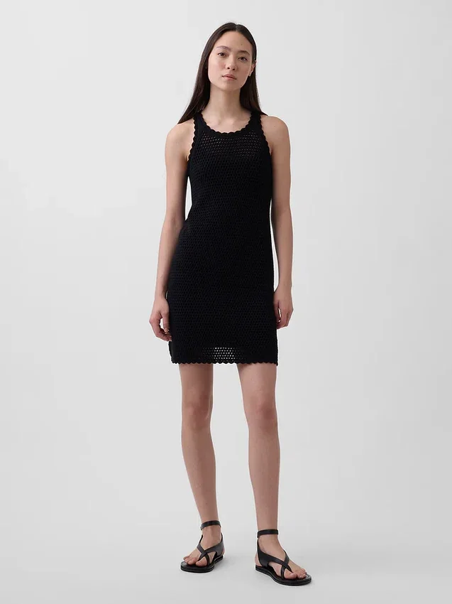 100% Cotton Crochet Mini Dress