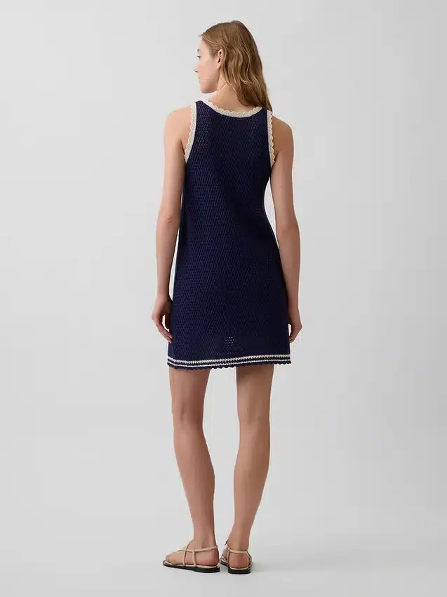 100% Cotton Crochet Mini Dress
