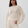 100% Cotton Crochet Relaxed Sweater