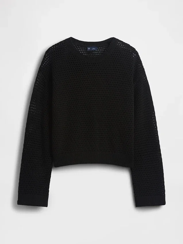 100% Cotton Crochet Relaxed Sweater