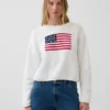 100% Cotton Oversized Americana Crop Sweater