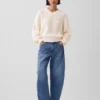 100% Cotton Oversized Shaker V-Neck Sweater