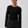 100% Cotton Pointelle Crop Sweater