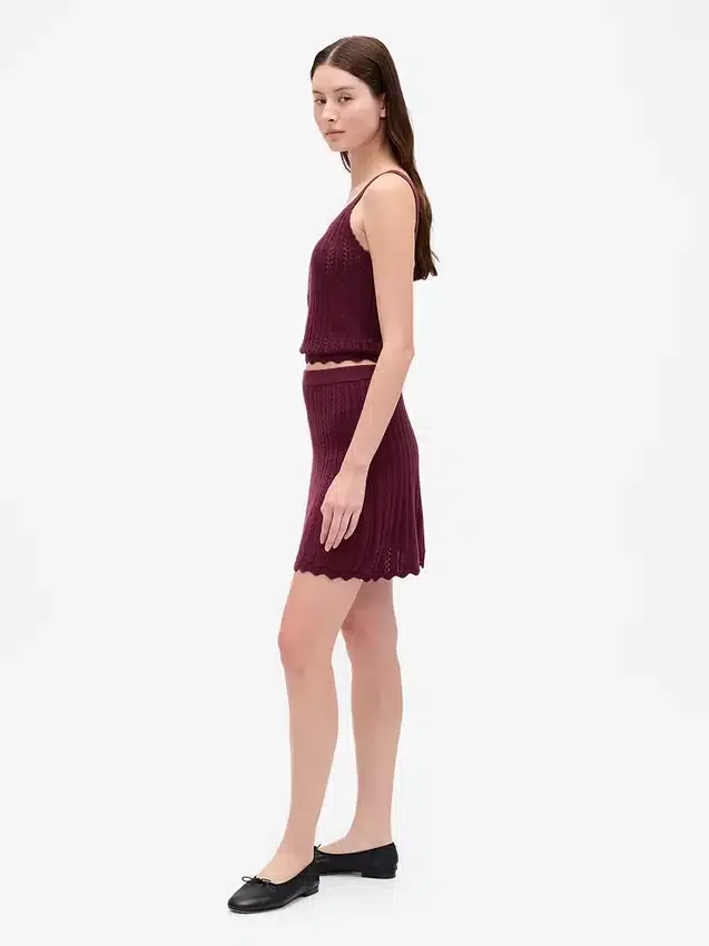 100% Cotton Pointelle Mini Skirt