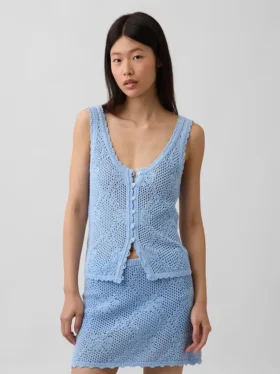 100% Cotton Pointelle Sweater Tank