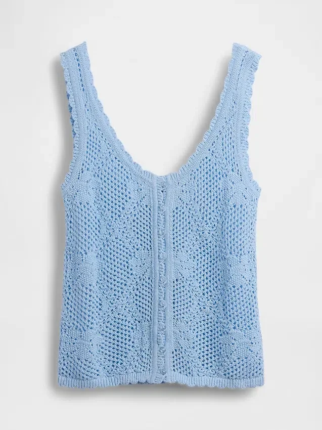 100% Cotton Pointelle Sweater Tank