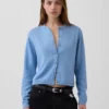 100% Cotton Relaxed Crop Cardigan Sweater