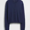 100% Cotton Relaxed Crop Cardigan Sweater