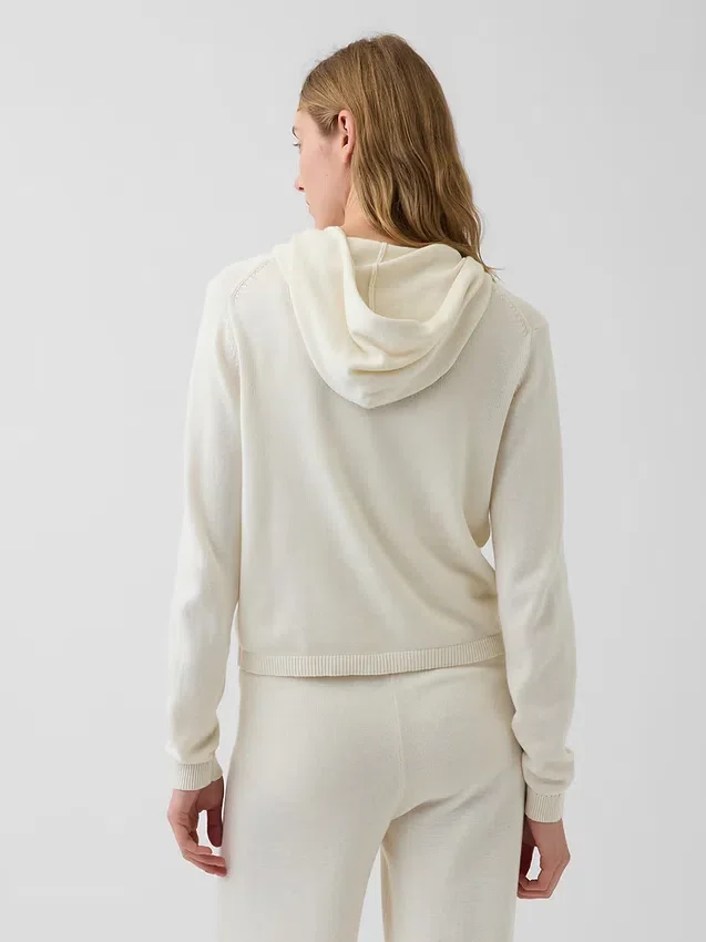 100% Cotton Relaxed Zip Sweater Hoodie