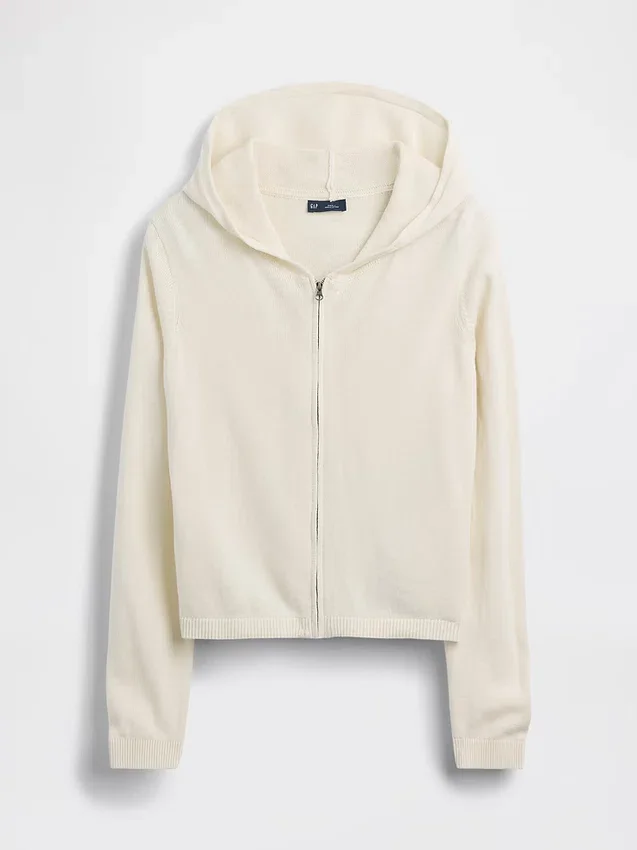 100% Cotton Relaxed Zip Sweater Hoodie