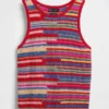 100% Cotton Stripe Crop Sweater Tank