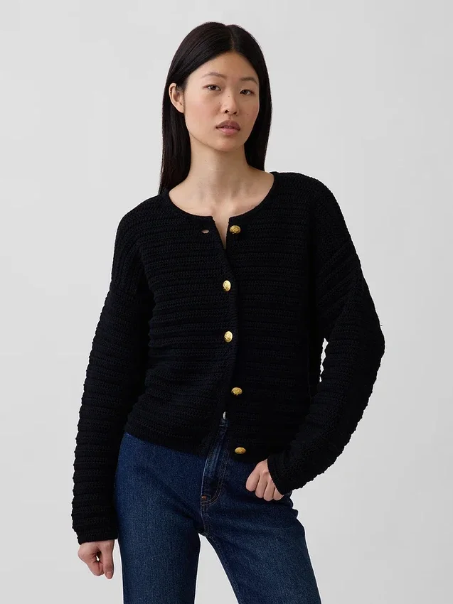 100% Cotton Textured Sweater Jacket