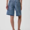 11" Mid Rise Micro Belt Longline Denim Shorts