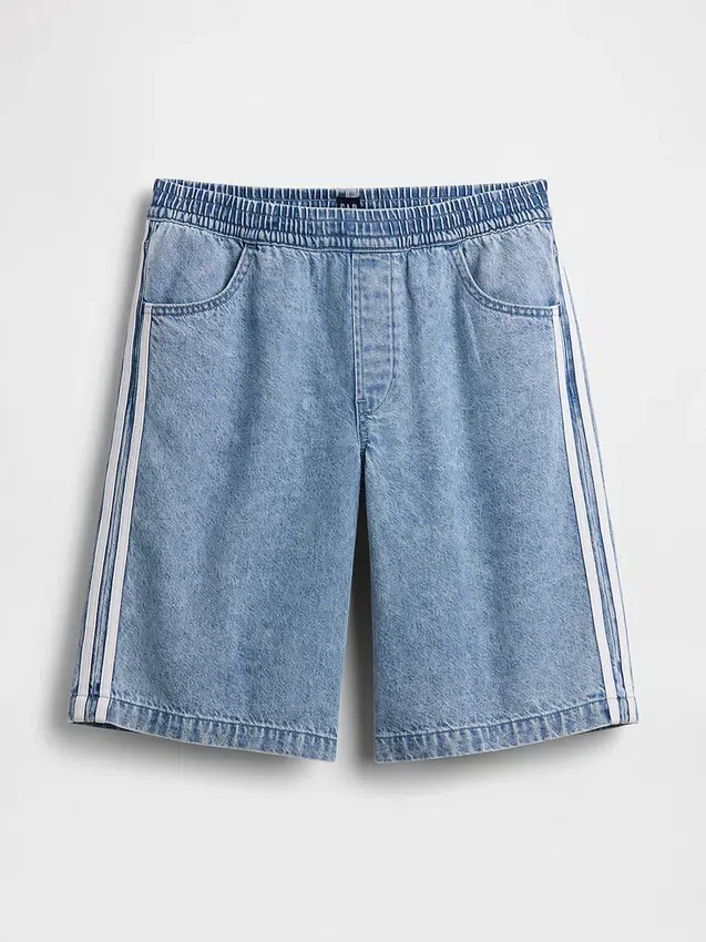 11" Mid Rise Ultrasoft Easy Stripe Longline Denim Shorts