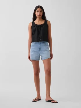 3.5" High Rise Relaxed Straight Denim Shorts