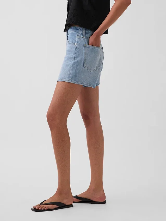 3.5" High Rise Relaxed Straight Denim Shorts