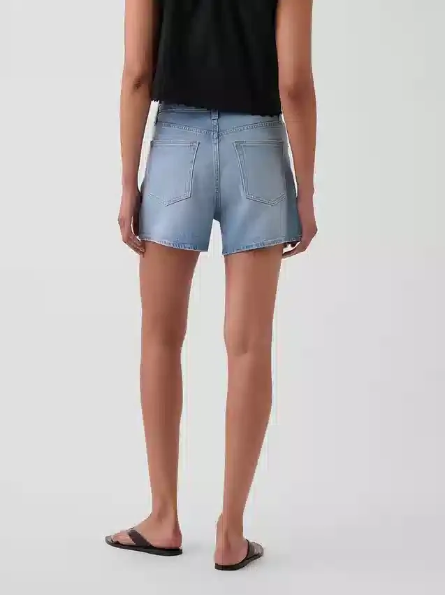 3.5" High Rise Relaxed Straight Denim Shorts
