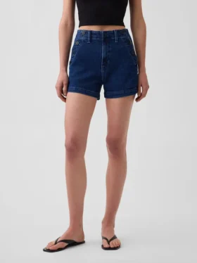 3.5″ High Rise Sailor Relaxed Straight Denim Shorts