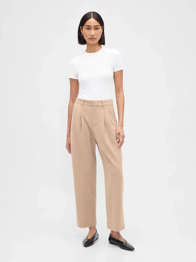 365 High Rise Brushed Twill Taper Ankle Trousers