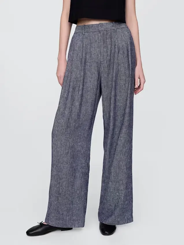 365 High Rise Linen-Blend Trousers