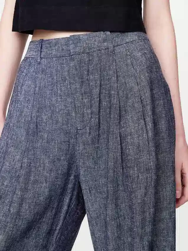 365 High Rise Linen-Blend Trousers