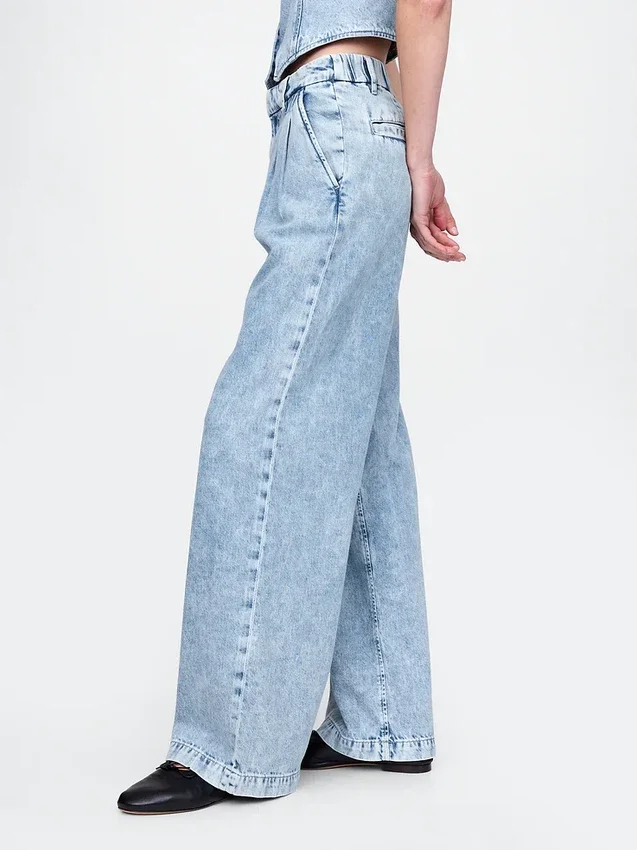 365 High Rise Ultrasoft Pleated Denim Trousers