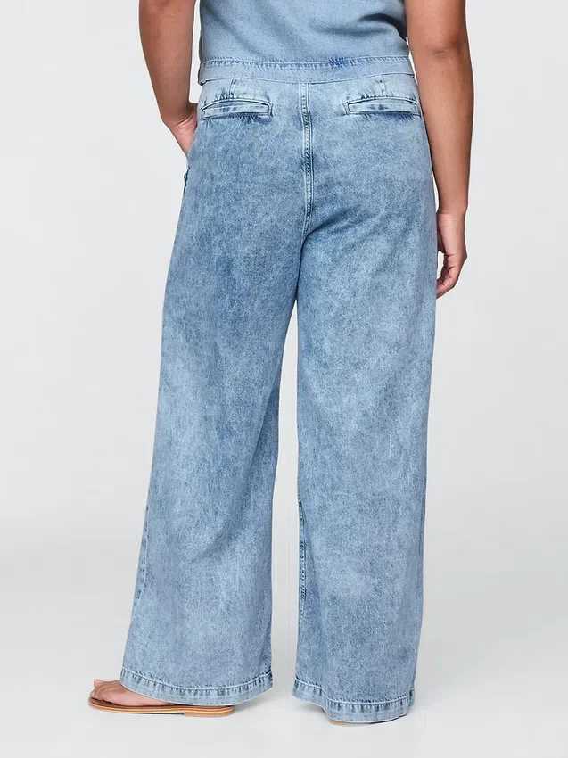 365 High Rise Ultrasoft Pleated Denim Trousers