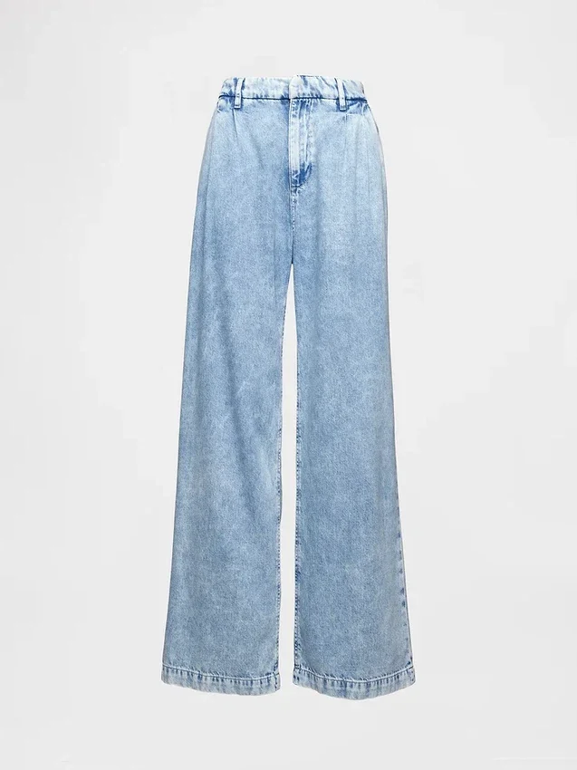 365 High Rise Ultrasoft Pleated Denim Trousers