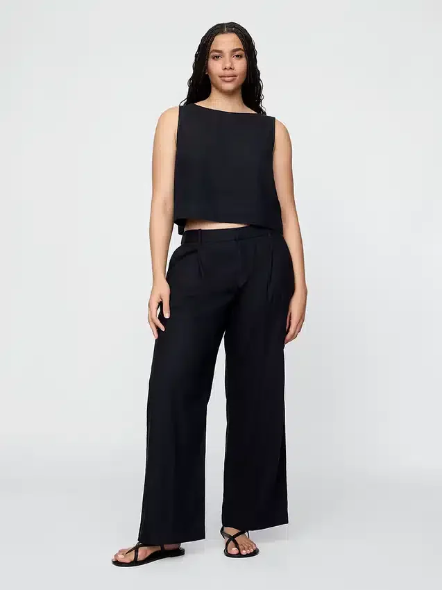 365 Low Rise Linen-Blend Trousers