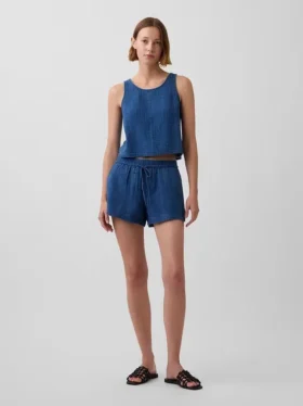 4" Cotton Gauze Denim Easy Shorts