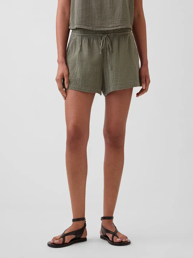 4" Mid Rise Cotton Gauze Easy Shorts