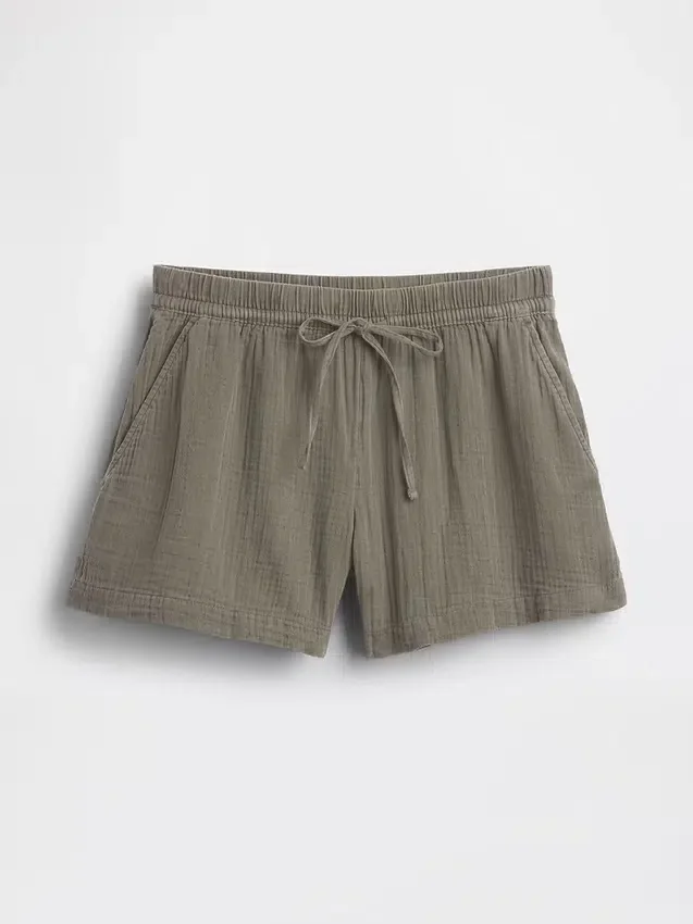 4" Mid Rise Cotton Gauze Easy Shorts