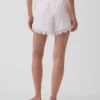 4" Mid Rise Linen-Blend Lace-Trim Shorts