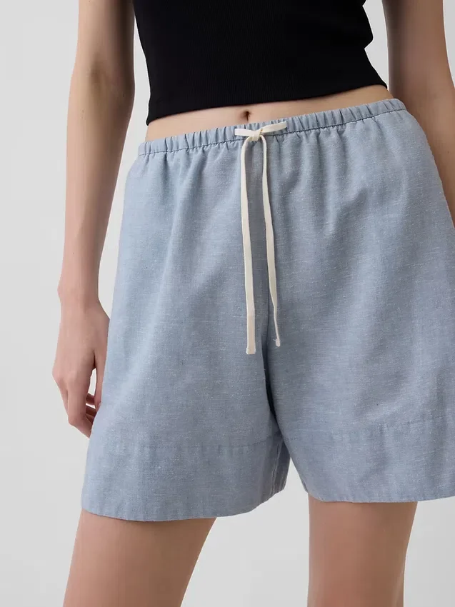6" Linen-Blend Easy Shorts