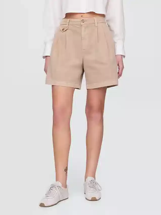 6" Mid Rise Twill Pleated Trouser Shorts