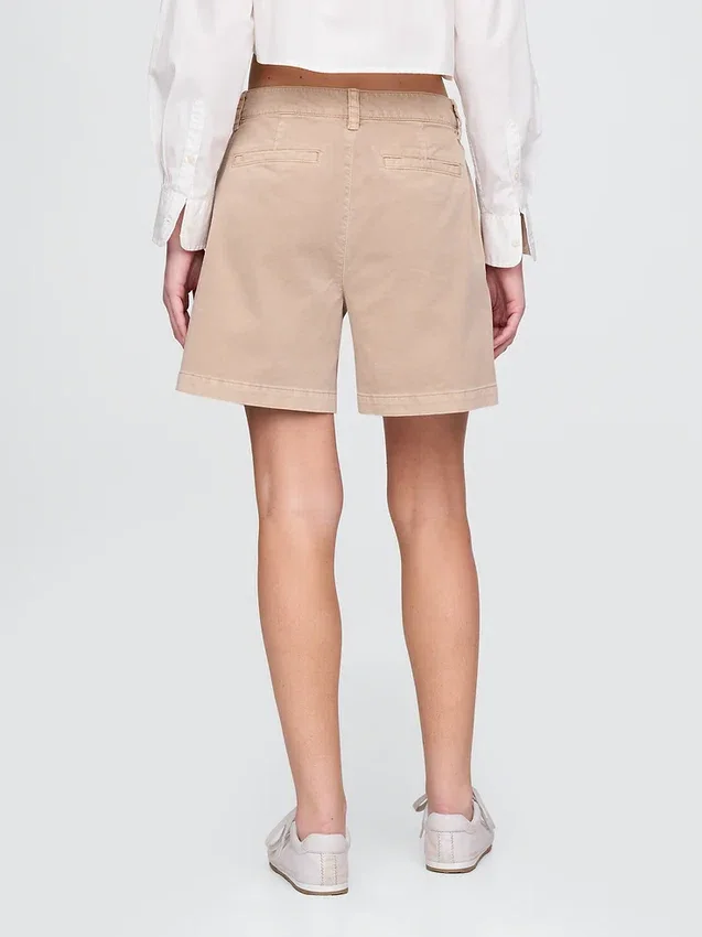 6" Mid Rise Twill Pleated Trouser Shorts