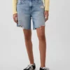 8" Mid Rise Loose Denim Bermuda Shorts