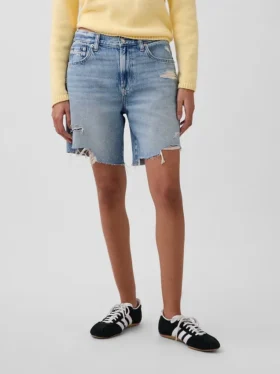 8″ Mid Rise Loose Denim Bermuda Shorts