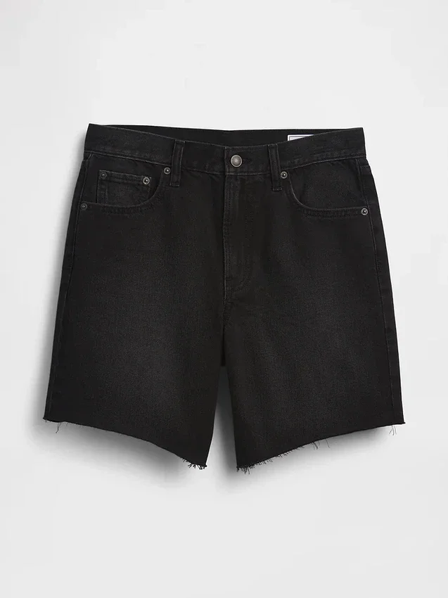 8" Mid Rise Loose Denim Bermuda Shorts