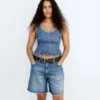 8" Mid Rise Loose Denim Bermuda Shorts