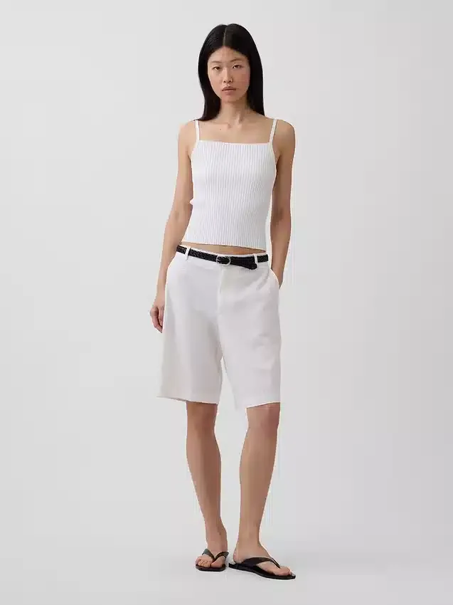 9" Low Rise Linen-Blend Trouser Shorts