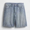 90S Loose Denim Plaid Shorts