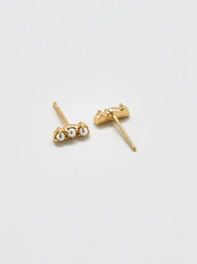 Admiral Row Gold Pearl Bar Earrings